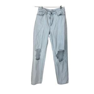Weworewhat High Rise Straight Leg Distressed Jeans Light Wash Size 28